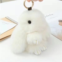 Gantungan Tas Kelinci Lucu Bahan Plush Lembut Berbulu, Liontin Gantungan Kunci untuk Wanita dan Anak Perempuan, Dekorasi Tas Tangan, Ransel, Mobil, Hadiah