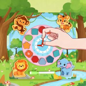 Giáo Dục Sớm học bảng đồng hồ báo thức hai mặt sáng tạo đồng hồ kỹ thuật số câu đố đồ chơi trẻ em bảng vẽ - Product Image 1