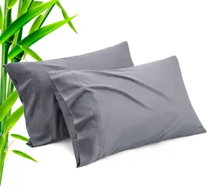 Bamboo Pillow Cases Standard Size 2 Pack Cooling Pillowcases with Envelope Closure Cool & Breathable Pillow Case for Hot Sleeper