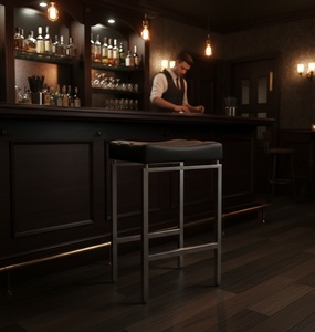 Sillas de Bar Modernas Minimalistas de Terciopelo, Altura Ajustable, Asiento Acolchado, Estructura de Acero Resistente, Base Metálica Elegante para Uso Comercial - Product Image 3