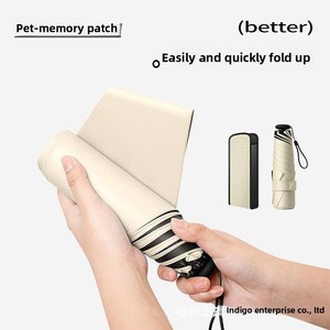 Paraguas de Bolsillo Plegable Ultraligero, Minimalista, <span class=keywords><strong>con</strong></span> Protección UV y Memoria, 60% Manual, Resistente al Sol y la Lluvia, <span class=keywords><strong>con</strong></span> Revestimiento Negro - Product Image 2