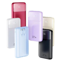 Nouvelle batterie externe portable à charge rapide bidirectionnelle Type-C avec logo personnalisé, charge rapide 22,5 W, 10000 mAh, 2 câbles intégrés