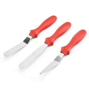 Spatola per crema in acciaio inossidabile coltello per burro con manico in plastica set di spatole per decorare torte e glassa - Product Image 1