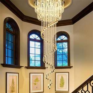 Lustres en bois <span class=keywords><strong>pour</strong></span> escaliers intérieurs créatifs et modernes Grand hall <span class=keywords><strong>d</strong></span>'entrée Hôtel <span class=keywords><strong>Escalier</strong></span> suspendu <span class=keywords><strong>Lustre</strong></span> <span class=keywords><strong>cage</strong></span> à oiseaux en cristal - Product Image 2