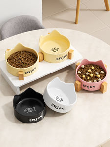 Mangkuk Kucing Keramik Pola Solid untuk Makanan dan Air dengan Pelindung Leher Mudah Berdiri untuk Kucing dan Anjing - Product Image 5