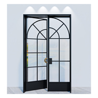 Puerta de Aluminio con Vidrio Templado de Seguridad, Insonorizada, con Rejilla Cuadrada Francesa, para Proyectos Comerciales, OEM ODM
