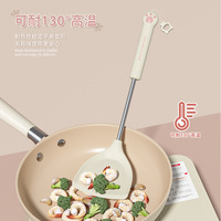 Meilleures ventes : Ensemble d'ustensiles de cuisine en silicone, comprenant spatule pour wok et louche à soupe, 2/3/4/5 pièces, avec manche en forme de patte de chat