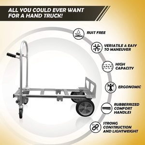 Keranjang Platform <span class=keywords><strong>Dolly</strong></span> Bergerak Berat 1000 LBS, Truk Tangan Konversi dengan Pegangan Ganda - Product Image 4