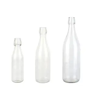 Mini bouteille d'eau en verre à rabat, contenant rond et transparent, 250ml, pour boisson, nouveauté
