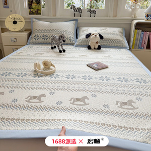 Cooling Ice <b>Silk</b> Mat Set 1.2m 1.5m 1.8m Rectangle Cartoon Pet Jacquard Thickened Soft For Dormitory Bedding - Product Image 1