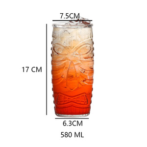 Venta al por mayor de cristal transparente personalizado de alta bola cóctel vaso para beber Hawaiian <span class=keywords><strong>Tiki</strong></span> Grimace Zombie Bar Party Ware - Product Image 6