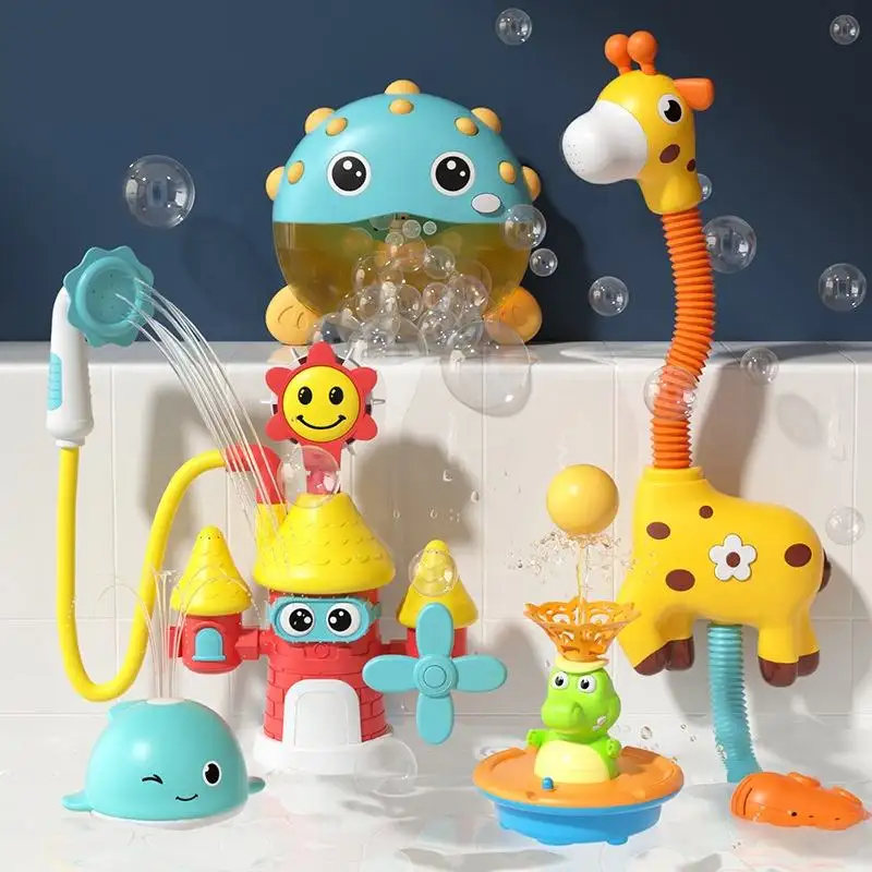 2024 caldo del bambino del bagno doccia testa giocattolo carino giraffa bambini bambini doccia giocattoli da bagno vasca da bagno acqua Sprinkler bagno tempo giocattoli per i bambini