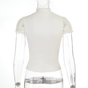 Chemisier Femme Gothique en Dentelle, Nouveau Style, Manches Courtes, Élégant, pour l'Été, Chemise de Travail, Blusas Mujer De <span class=keywords><strong>Moda</strong></span> - Product Image 5