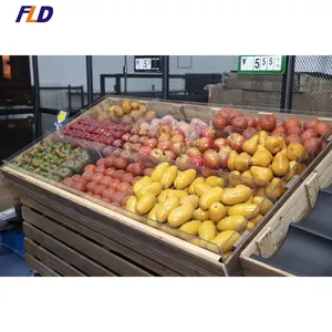 अनुकूलन सुपरमार्केट लकड़ी फल सब्जी प्रदर्शन रैक और ट्रक शेल्फ