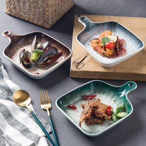 Plateau de cuisson en céramique pour le petit déjeuner, ustensile de cuisine à une poignée, plat à steak occidental - Product Image 1
