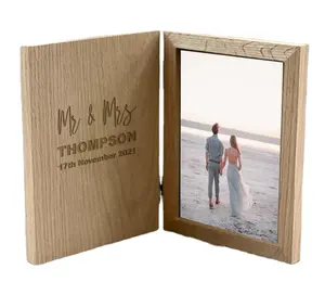 热卖木制相框个性化定制礼品女男士结婚周年折叠照片木框