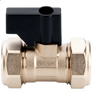 Válvula de bola manual de compresión D1035 <span class=keywords><strong>RASS</strong></span> con extremos OEM, mango corto, palanca de agarre con pulgar CXC, latón - Product Image 3