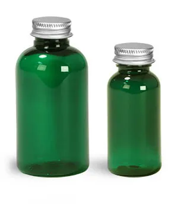 2oz 4oz 8oz 12oz 16oz 60ml 120ml 250ml 350ml 500ml Rondes de Boston vertes en PET avec capuchons à disque noirs - Product Image 2