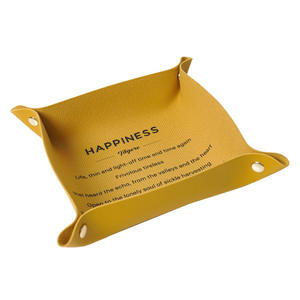 Boîte de finition d'entrée imprimée bijoux cosmétiques organisateur de bureau coloré modèle de conception nordique plateau de rangement pliant en cuir - Product Image 6