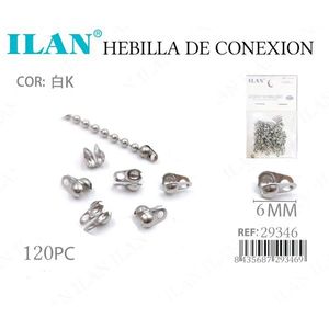 Connettore Ilan per catena a sfera da 6 mm, colore argento, confezione da 120 pezzi, forniture per la creazione di gioielli - Product Image 3
