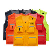 Gilet pour homme avec logo personnalisé, fermeture éclair, plusieurs poches, pratique pour le travail, multifonctionnel, photographie en plein air, gilet tactique