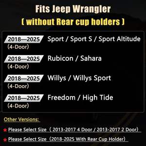 Fundas de Asiento de Cuero para Coche para <span class=keywords><strong>Jeep</strong></span> Wrangler JL & Unlimited 2018-2024, Accesorios de Protección - Product Image 6