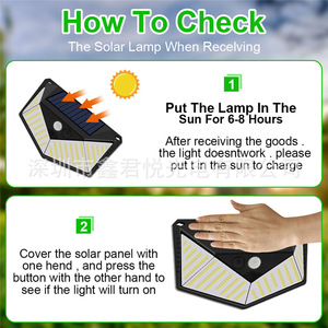 Solar Led Wall <b>Light</b> 220 Led Four Side Emitting Human Body Sensor Outdoor Garden <b>Corridor</b> <b>Light</b> - Product Image 5