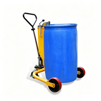 Chariot à tambour hydraulique DT350 avec pédale, capacité de 250 kg, roues en PU, hauteur de levage de 250 mm pour la manutention de fûts en acier et en plastique
