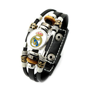 Bracciale con stemma di club di calcio europeo, design sole e luna, multistrato in kevlar e pietra naturale, gioiello da polso per uomo e donna - Product Image 5