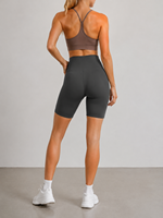 Shorts de yoga sans coutures pour le sport, taille haute, extensibles dans 4 directions, compression, coupe ajustée, sans effet camel toe, taille non roulante, pour le rehaussement des fessiers