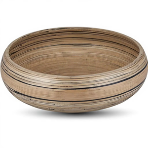 Bol à bonbons en bois laqué artisanal japonais écologique LUMINA, 12 pouces, grand, panier à fruits en bambou fait à la main, cuisine - Product Image 1