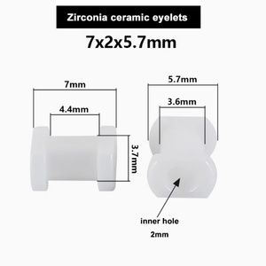 Guía de hilo para máquina de 200 hilos, ojal de cerámica de circonia mecanizado por CNC, pulido a espejo, asiento metálico con orificio interior de 2 mm, distancia de 9 mm - Product Image 2