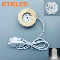 Base de Luz LED USB de 5V y 6CM, Luz Nocturna con Base de Madera Blanca/Cálida para Lámpara de Cristal 3D, Lámpara de Madera 3D, Luz Nocturna USB 3D