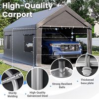 Abri de voiture moderne 10x20 pieds avec structure métallique robuste, tentes de garage portables avec parois latérales amovibles, fenêtres et portes enroulables