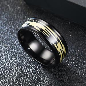 Vendita all'ingrosso in acciaio inox metallo <span class=keywords><strong>Rock</strong></span> <span class=keywords><strong>Band</strong></span> da uomo anelli Bohemia gioielli in metallo nero arcobaleno guscio di nozze anello da dito coppia - Product Image 5