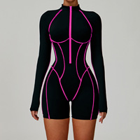 Combinaison de sport respirante pour femme grande taille en Spandex/Nylon, dos nu, taille en V, triple effet push-up, élastique, pour le yoga
