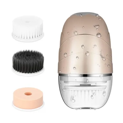 Rechargeable Waterproof Electric Beauty Cleaner with 3 Exfoliating Brush Heads Waterproof Cleansing Rotary Brush Set