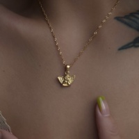 Collar con Colgante de Ángel Cupido de Acero Inoxidable Chapado en Oro de 18k, Resistente al Deslustre, Joyería Impermeable para Mujer, Nuevo Modelo de Verano 2022 de Dazan
