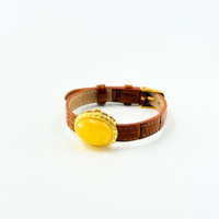 Bracelet en ambre naturel, bracelet en cuir véritable tendance, cadeau pour Thanksgiving et la Saint-Valentin, bracelet en cire d'abeille, accessoire