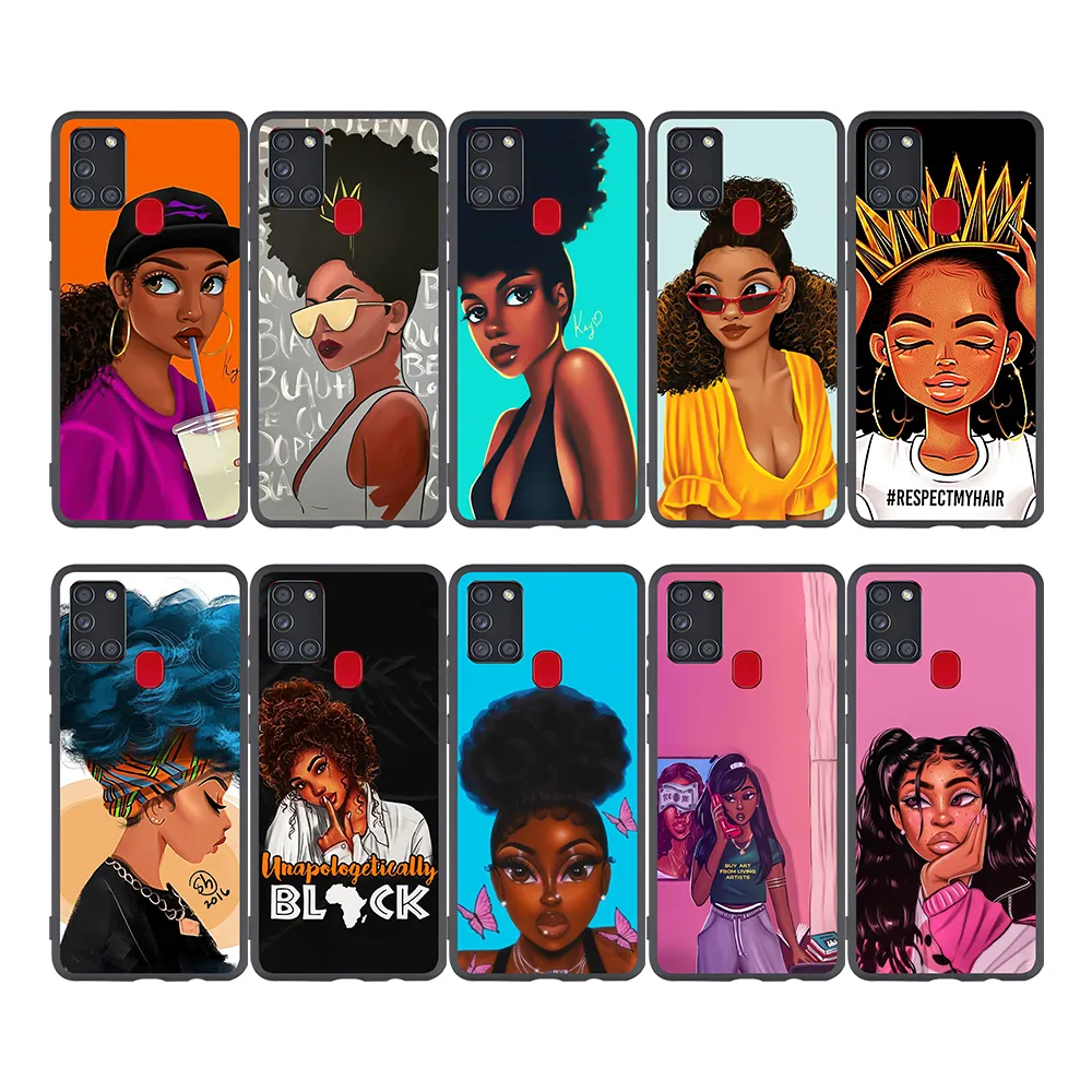 Cartoon paint black girls Soft cell Phone Case For Samsung Galaxy A54