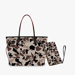 Lady Trendy Customized <strong>pink</strong> Camo Pu Leather Tote Bags Cloud Camo <strong>Purse</strong> and Wallet Handbag Zipper Shoulder Bag Tote Bag for Women - Product Image 5