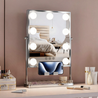 Miroir de maquillage de bureau intelligent carré à 3 couleurs avec écran LED personnalisé, cadre en métal et verre, éclairage intégré