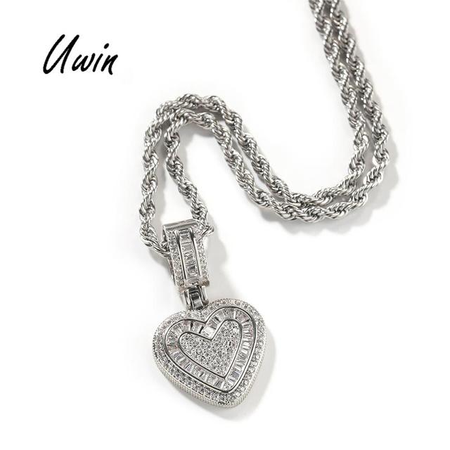 Baguette Iced Heart Pendant New Design Fashion Jewelry Necklaces Cute Classical Simple Wholesale Price Women Jewelry