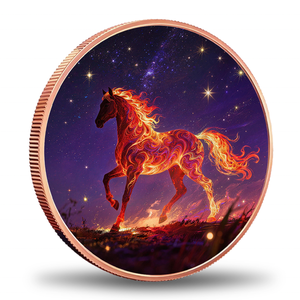 Custom 1 oz 999 Fine <strong>Copper</strong> <strong>Coin</strong> High Relief <strong>Copper</strong> Round Year of the Horse UV Printing Gift Collection Factory Price - Product Image 1
