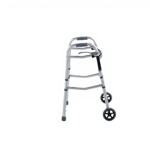 Déambulateur pliable en aluminium léger pour personnes âgées, nouveau modèle, avec deux roues avant - Product Image 1