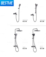 Ensemble de douche de haute qualité Golden Gun Grey Black Piano Key Salle de bain Douche Robinet Set Piano Key Shower