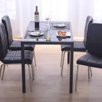 Tavolo da pranzo in vetro semplice e moderno tavolo rettangolare nero per sala da pranzo