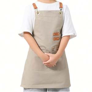 Delantal al por Mayor con Logotipo Personalizado, Negro, con Correas Ajustables Extraíbles, Delantal de Trabajo Duradero, Lavable, de Lona y Algodón, Delantal de Chef - Product Image 2