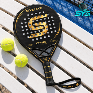<span class=keywords><strong>Raquette</strong></span> de <span class=keywords><strong>padel</strong></span> en fibre de carbone SYLUXE ONE 3K 12K 18K, noyau EVA 38 mm, noir, or, blanc or, logo personnalisé, vente en gros - Product Image 1