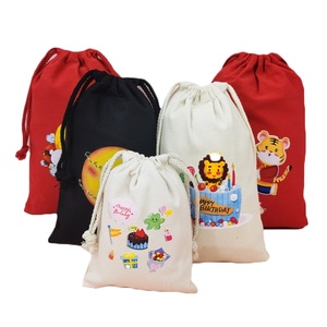Sac de rangement en toile de coton mousseline blanc et noir, grande capacité, avec cordon de serrage, personnalisable avec logo, pour cadeaux, vente en gros - Product Image 1